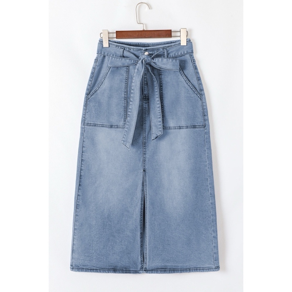 Belted Denim Skirt - Picture 3 of 4